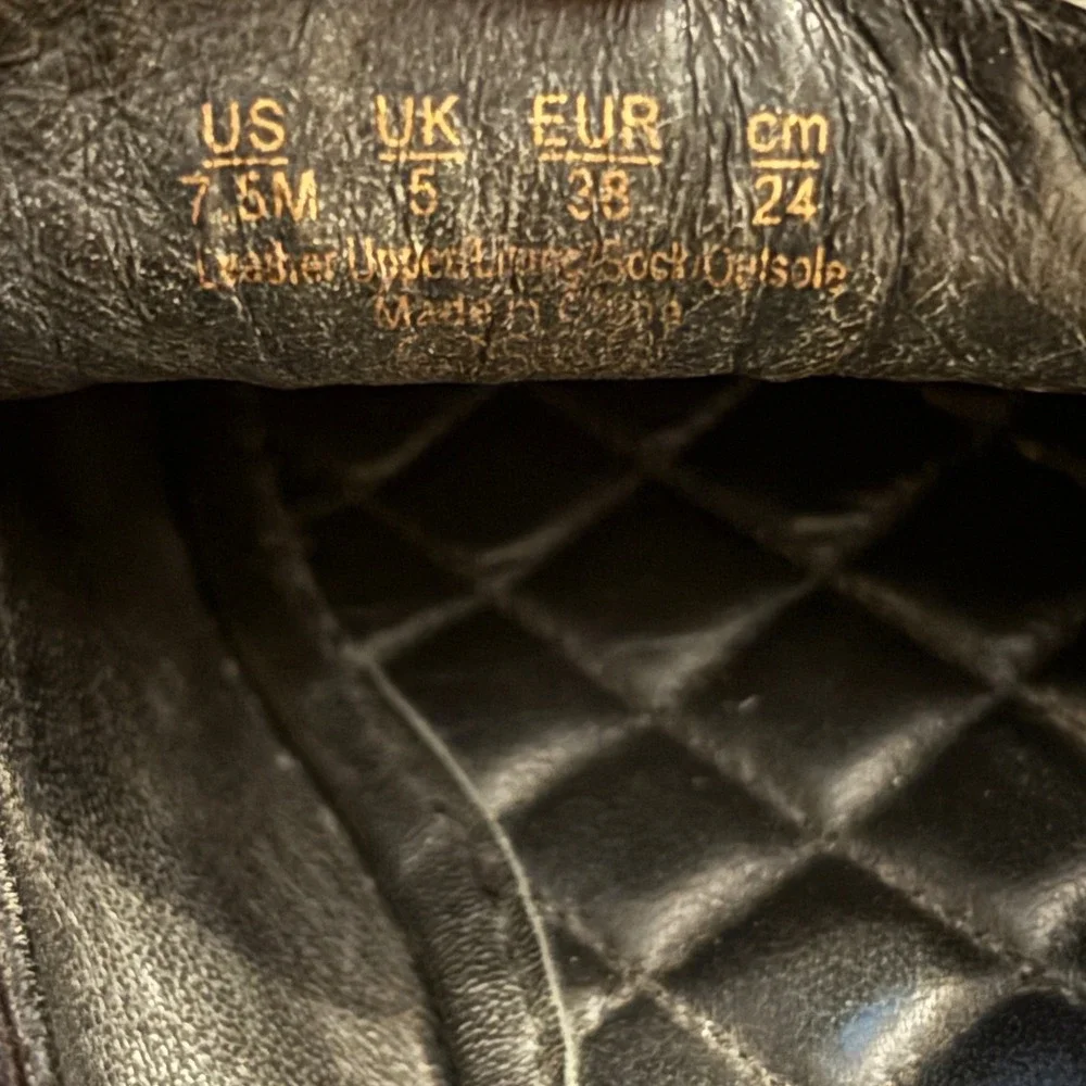 J. McLaughlin Black Brown Leather Penny Loafers Lizard Embossed Strap Womens 7.5